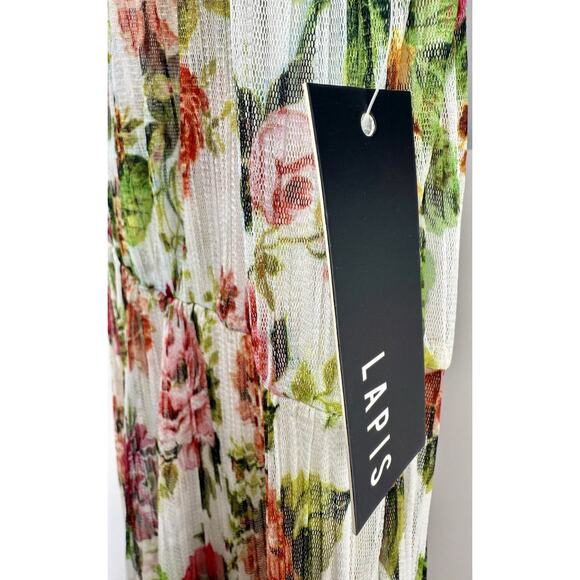 Anthropologie Lapis Floral Pleated Mesh Midi Dress NWT Size M - Picture 2 of 12